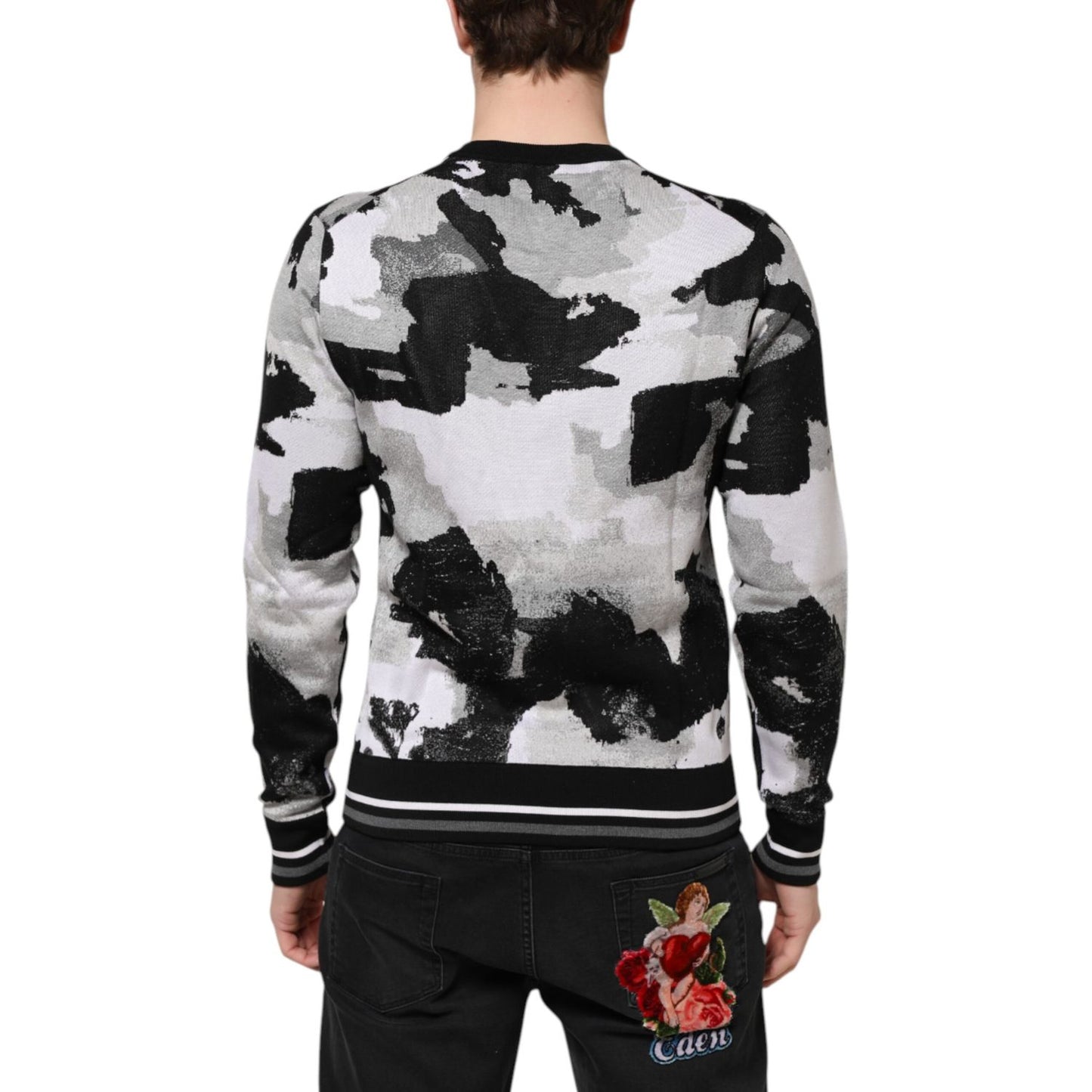 Dolce & Gabbana Multicolor Silk Camouflage Pullover Sweater