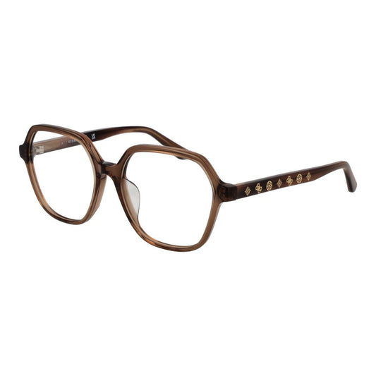 Guess Brown Women Glasses Frame in acetate with full-rim square design, demo lenses, size 53-16-140, includes branded case.