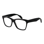 Yohji Yamamoto Black Unisex Glasses Frame in full-rim rectangle style with acetate material, black color, and demo lenses.