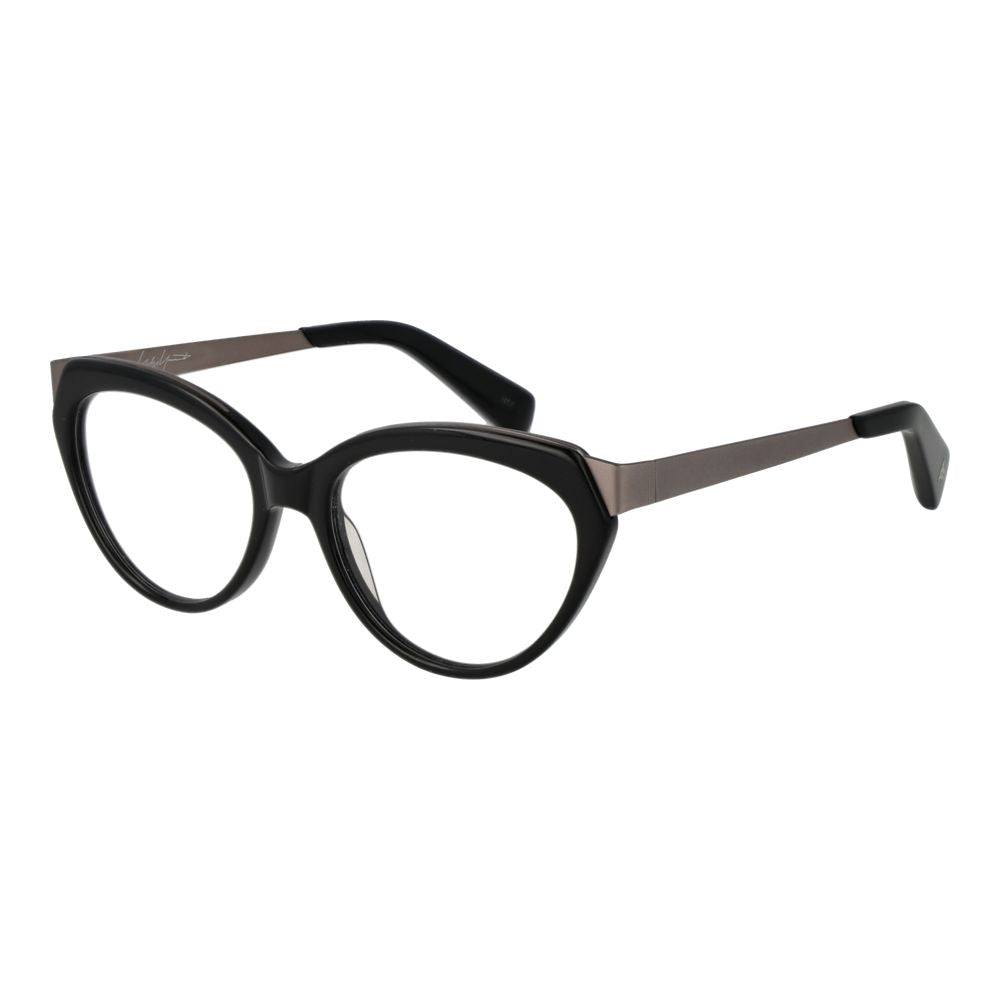 Yohji Yamamoto Gray Unisex Glasses Frame in full-rim acetate, cat eye style with 53-17-140 dimensions, shown with demo plastic lenses.