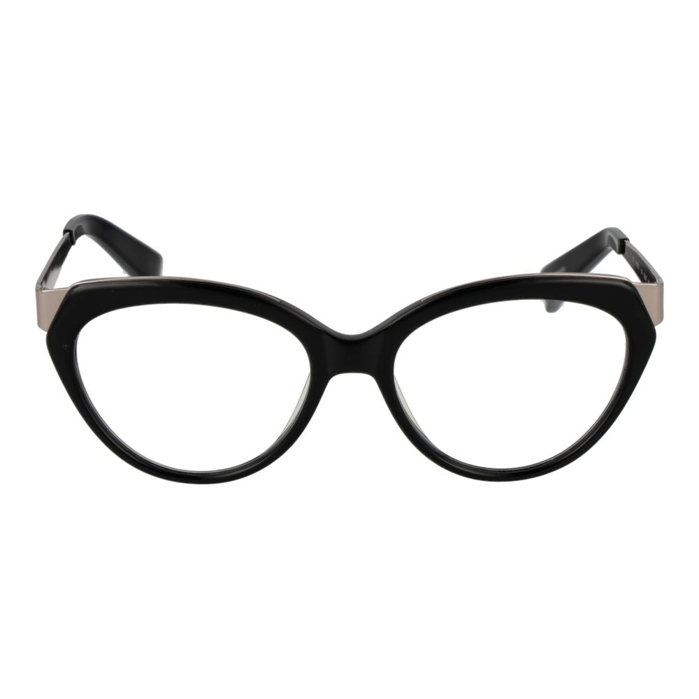 Yohji Yamamoto Black Unisex Glasses Frame, acetate full-rim cat eye design, demo lenses, size 53-17-140.