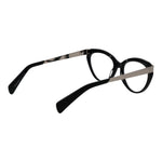 Yohji Yamamoto Black Unisex Glasses Frame in acetate, full-rim cat eye style with demo lenses, size 53-17-140, includes branded soft case.