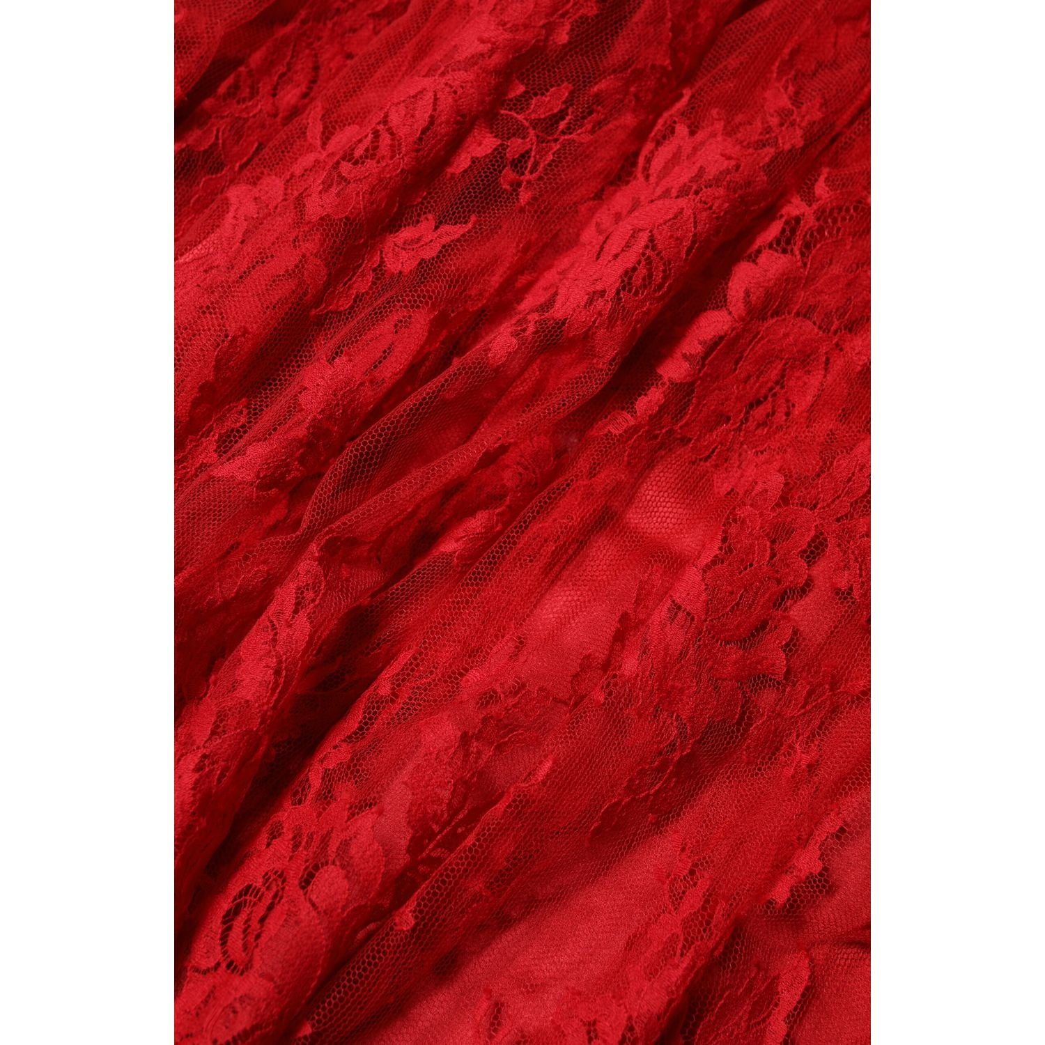 Dolce & Gabbana Red Cotton Floral Lace A-line Long Maxi Skirt