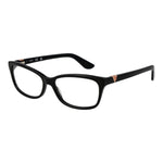 Guess Black Women Glasses Frame in acetate, full-rim, rectangular style with 53-14-140 size, black color, demo lenses.