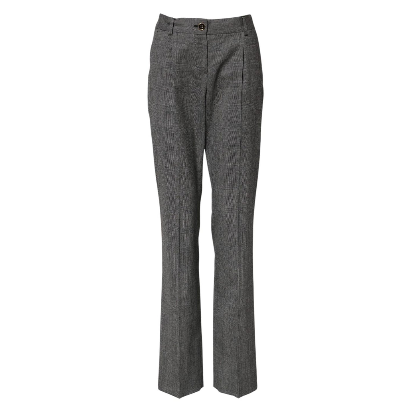 Dolce & Gabbana Gray Checkered High Waist Flared Pants