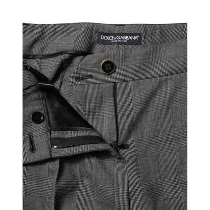 Dolce & Gabbana Gray Checkered High Waist Flared Pants