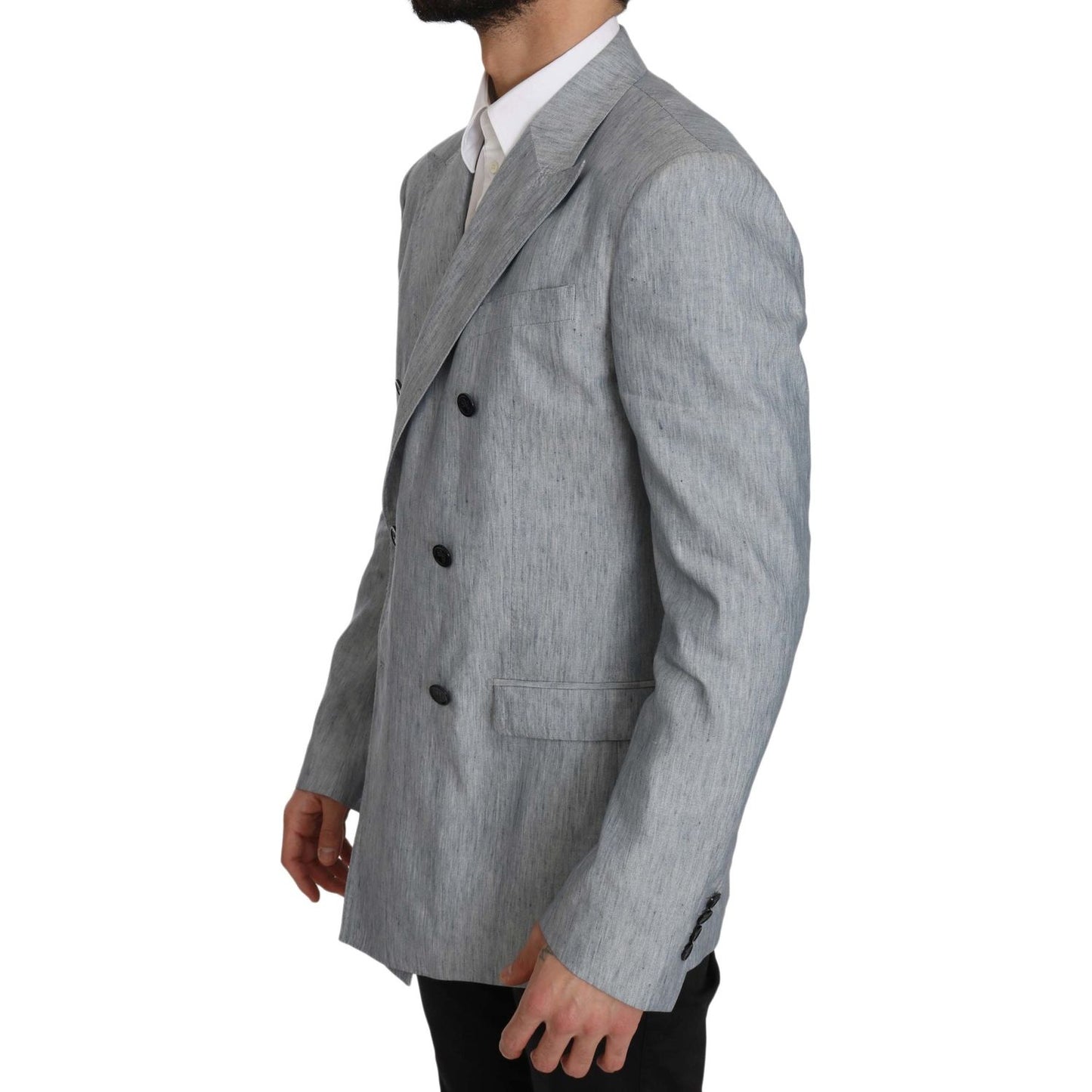 Dolce & Gabbana Blue Flax NAPOLI Jacket Coat Blazer