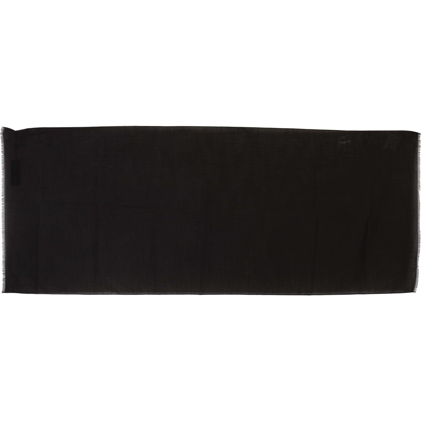 Dolce Gabbana wool striped wrap scarf in dark gray, made of 100% virgin wool, with logo details.
