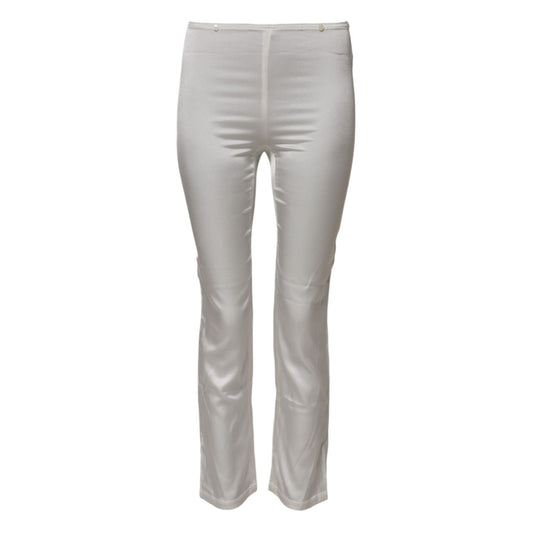 Dolce & Gabbana Ivory Silk Tapered High Waist Pants