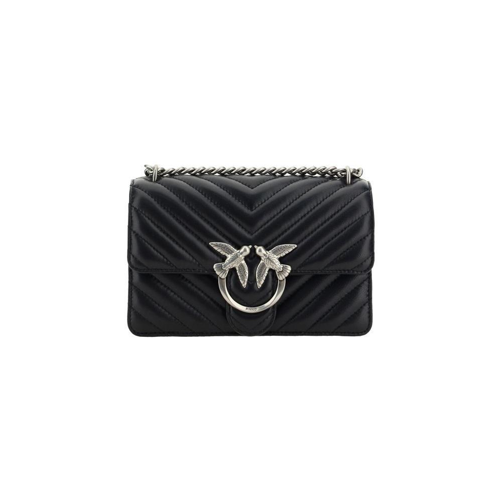 PINKO Black Calf Leather Bos Taurus Shoulder Bag PINKO
