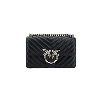 PINKO Black Calf Leather Bos Taurus Shoulder Bag PINKO