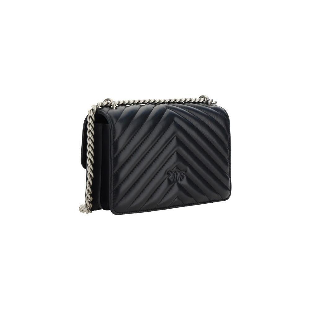 PINKO Black Calf Leather Bos Taurus Shoulder Bag PINKO