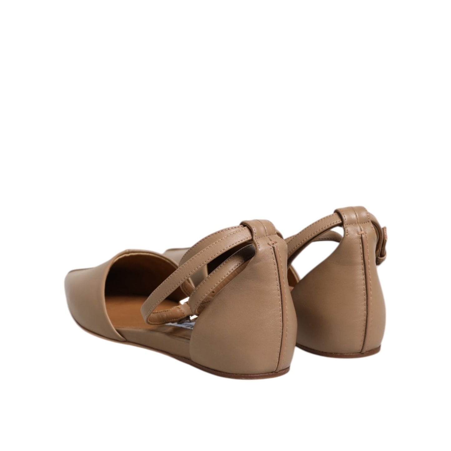 Max Mara Beige Leather Pointed Toe Sandals Ballet Flat Shoes