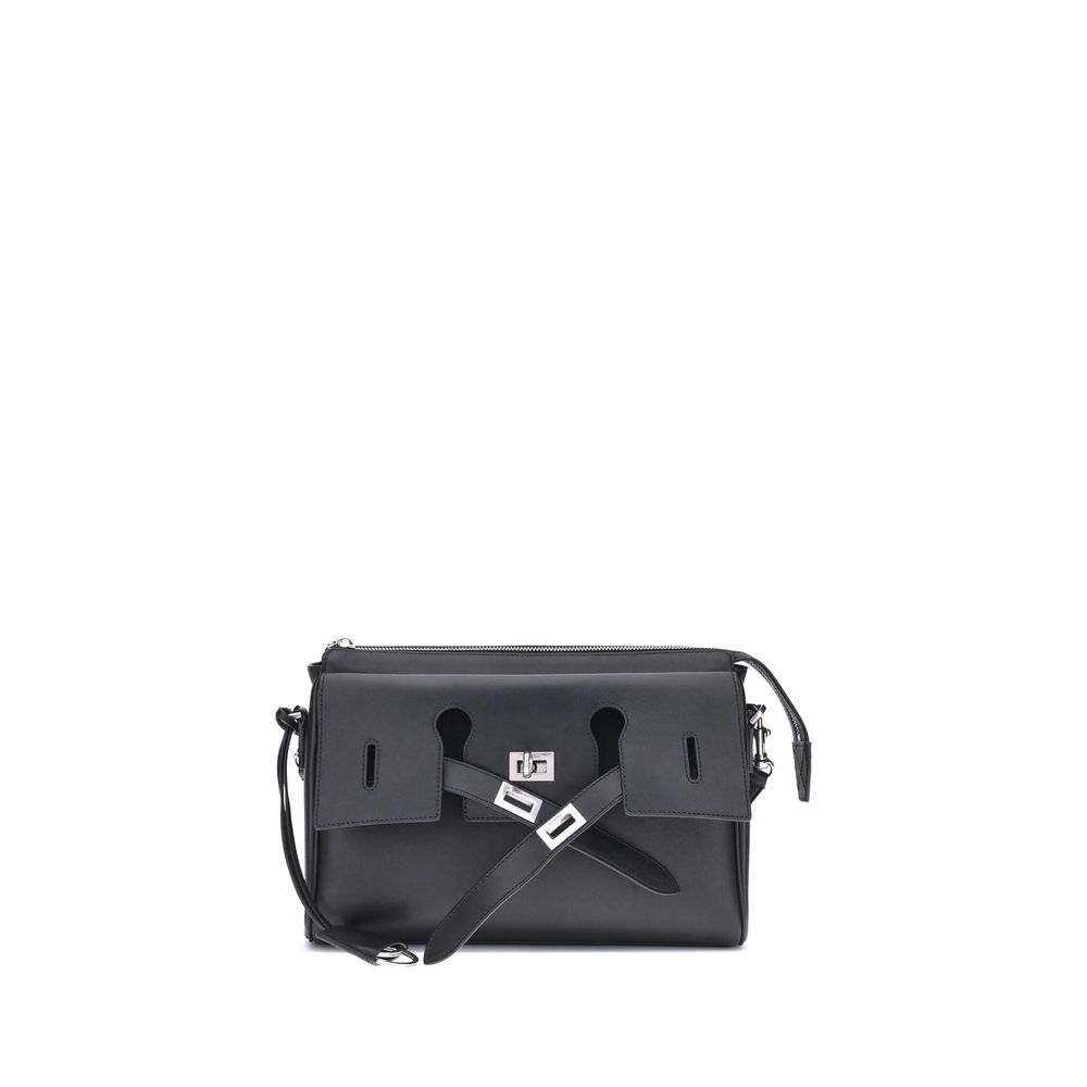 Front view with bag zipped and handles upright.