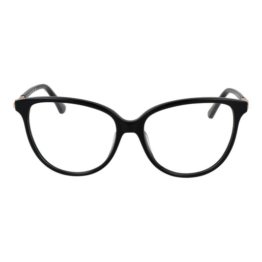Guess Black Women Glasses Frame, full-rim acetate, round style, 55mm lenses width, with spring hinge, includes branded case.