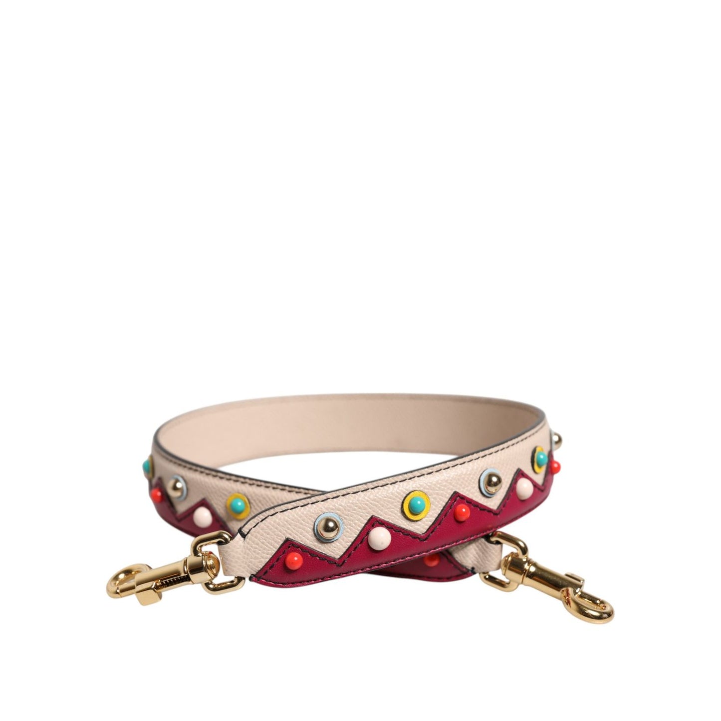 Dolce & Gabbana Beige Red Leather Handbag Accessory Shoulder Strap Dolce & Gabbana