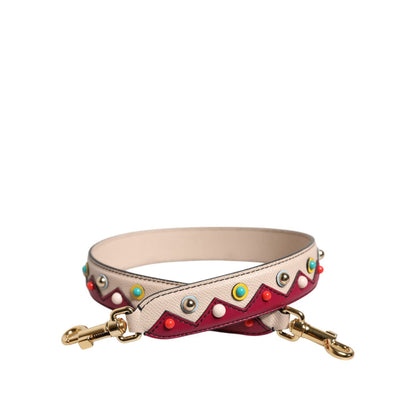 Dolce & Gabbana Beige Red Leather Handbag Accessory Shoulder Strap Dolce & Gabbana