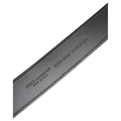 Dolce & Gabbana Black Leather Classic Metal Logo Buckle Belt