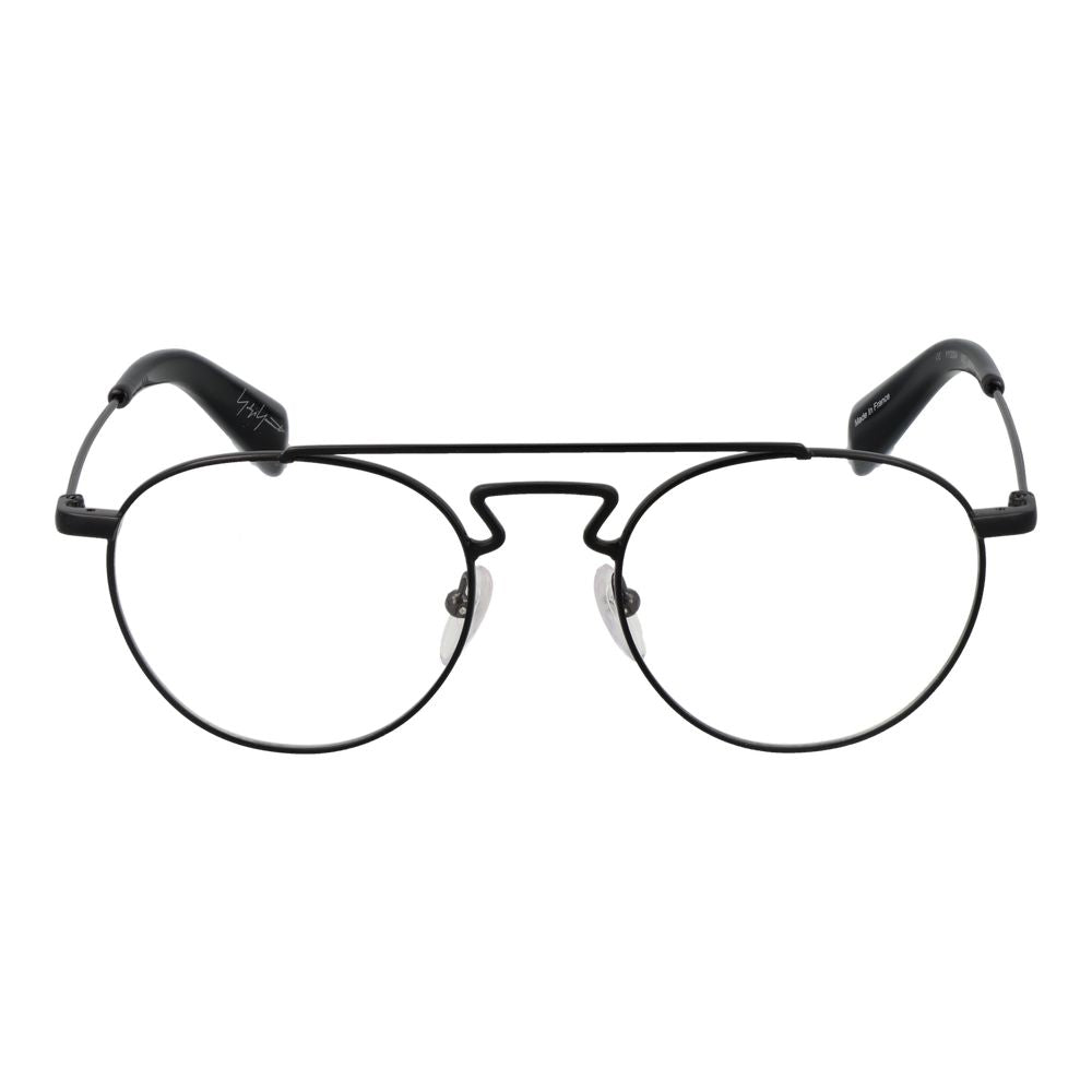 Yohji Yamamoto Black Men Glasses Frame in aviator style, full-rim metal, black frame, demo lenses, size 50-20-145.