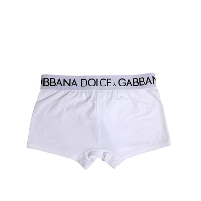 Dolce & Gabbana White Cotton Stretch Regular Boxer Underwear