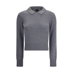 PINKO Rhinestone-decorated collar Sweater