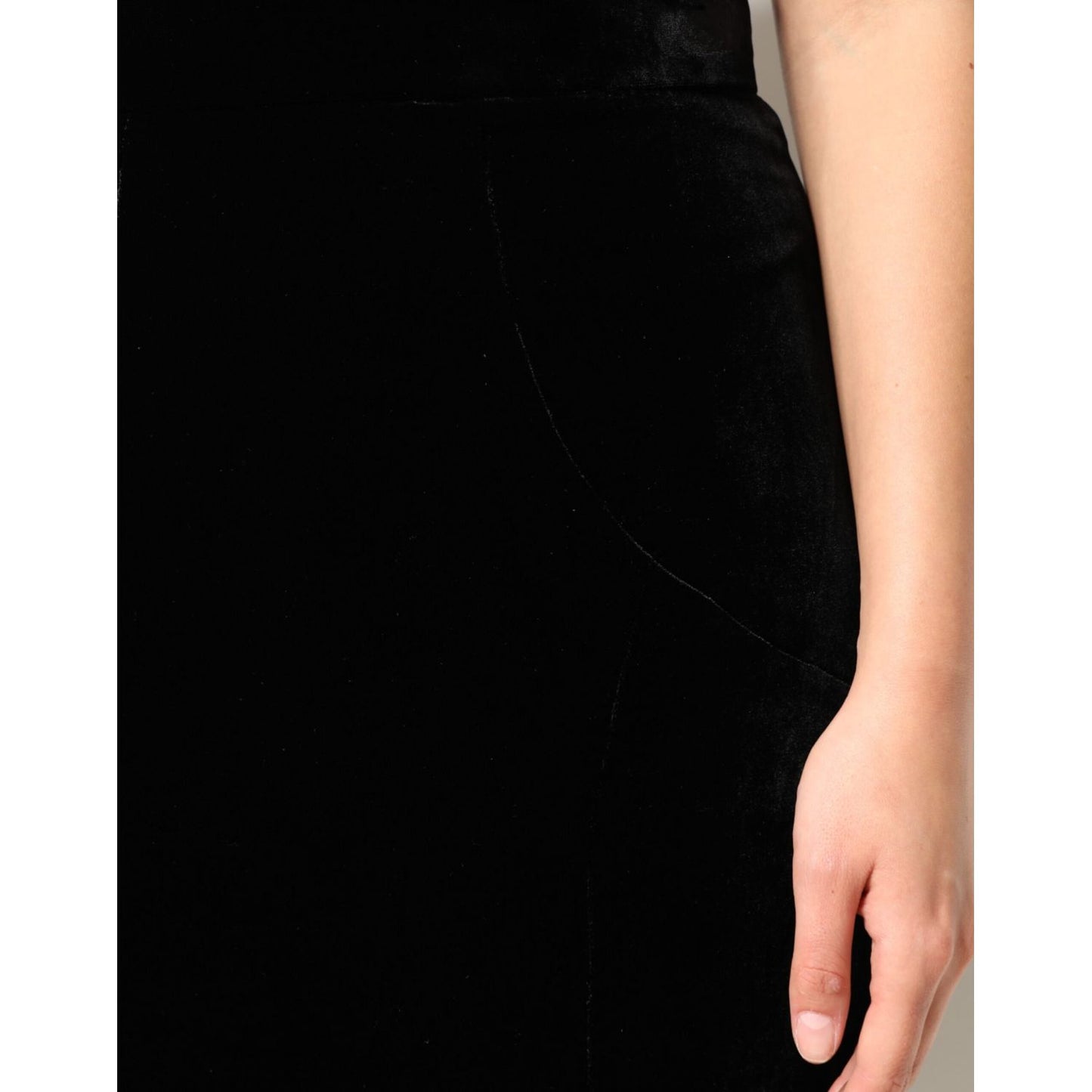 Dolce & Gabbana Black High Waist Fit Flared Midi Skirt