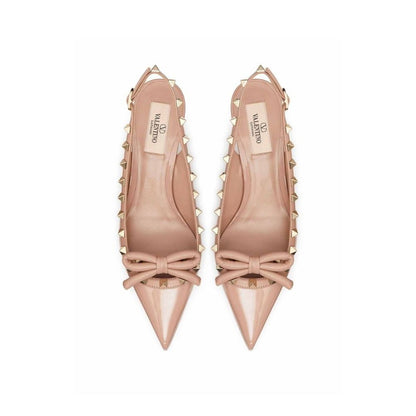 Valentino Garavani Beige Calfskin Mid Heel Pumps