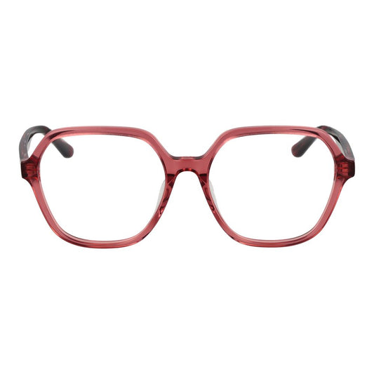 Guess Red Women Glasses Frame, red acetate full-rim geometric eyepiece with demo lenses and branded case included.
