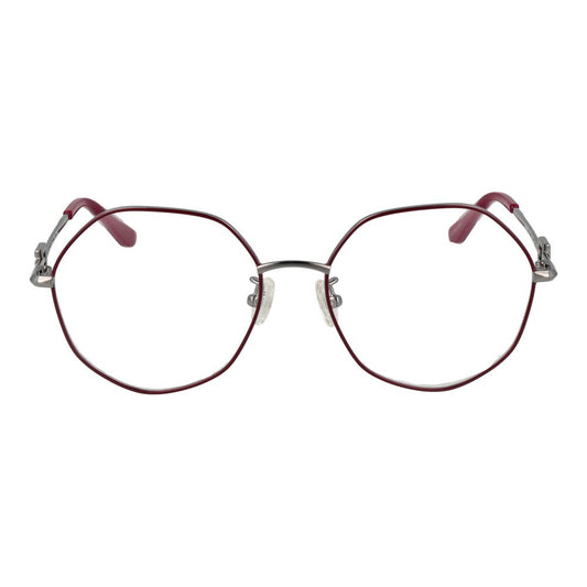 Guess Red Women Glasses Frame, square full-rim metal frame, demo lenses, 54-17-145 dimensions, includes branded case.