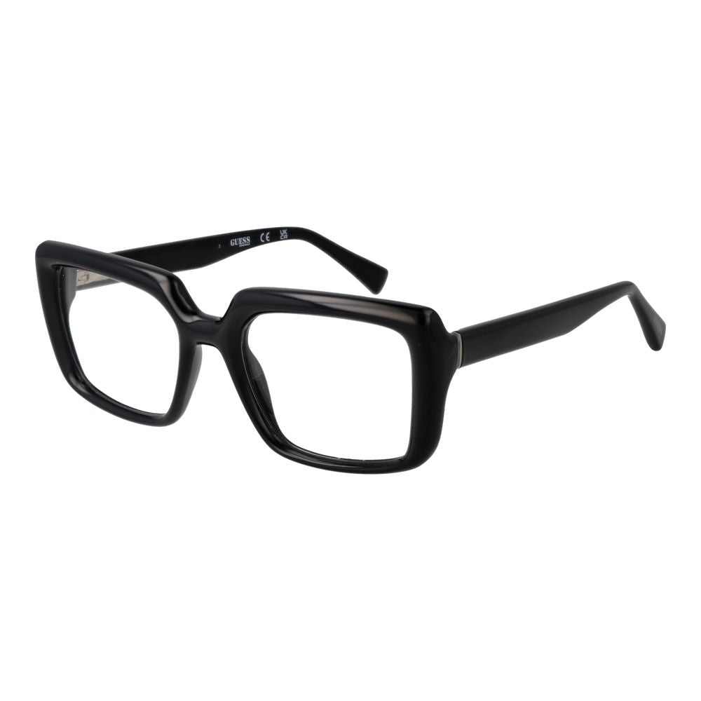 Guess Black Unisex Glasses Frame, full-rim rectangle style with black plastic material