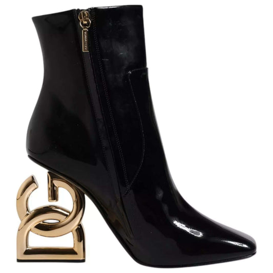 Dolce & Gabbana Black Jackie Leather Mid Calf Boots Shoes