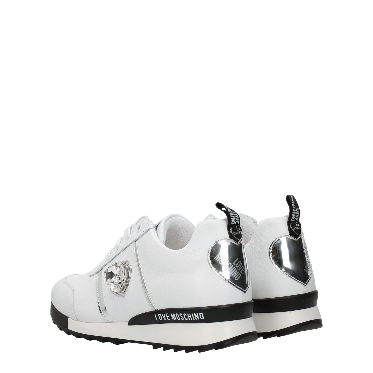 Love Moschino White Leather Low Tops