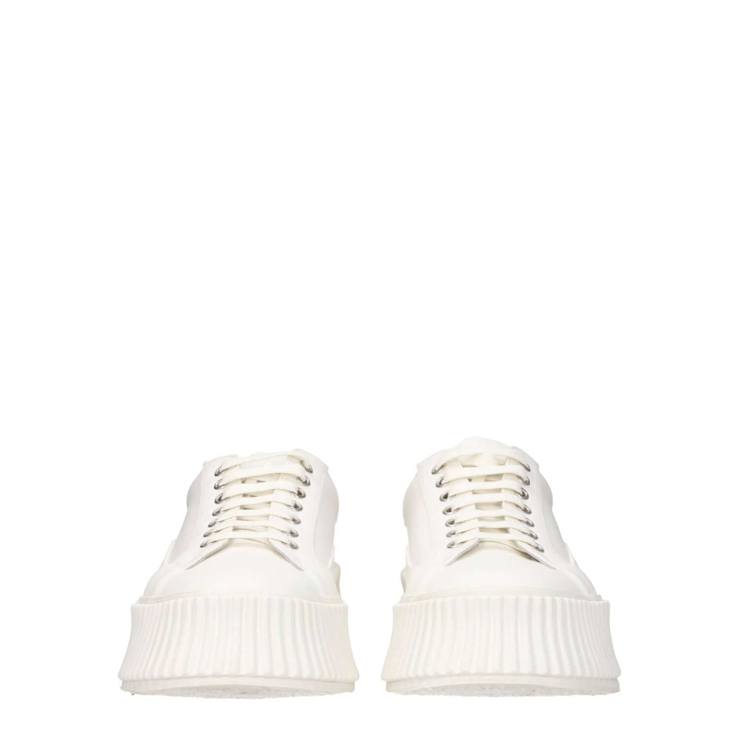 Jil Sander White Fabric Platform Sneakers