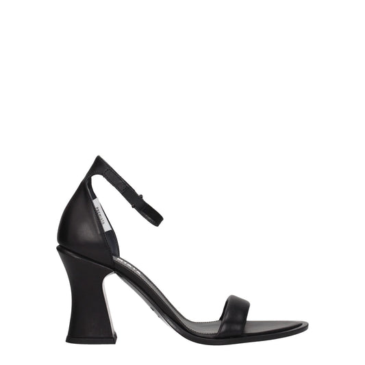 Premiata Black Leather Flat Sandals