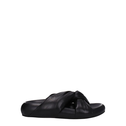 Marni Black Leather Slippers