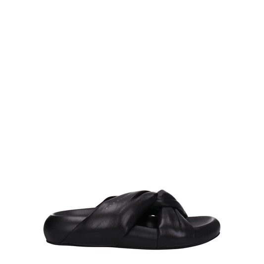 Marni Black Leather Slippers
