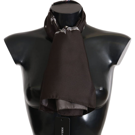 Dolce & Gabbana Brown 100% Silk Bird Print Wrap 80cm X 95cm RRP Scarf Silk Wrap Shawls