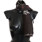 Dolce & Gabbana Brown 100% Silk Bird Print Wrap 80cm X 95cm RRP Scarf Silk Wrap Shawls