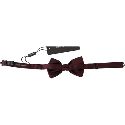 Dolce & Gabbana silk polka dot bow tie in maroon with adjustable neck strap, brand new with tags.