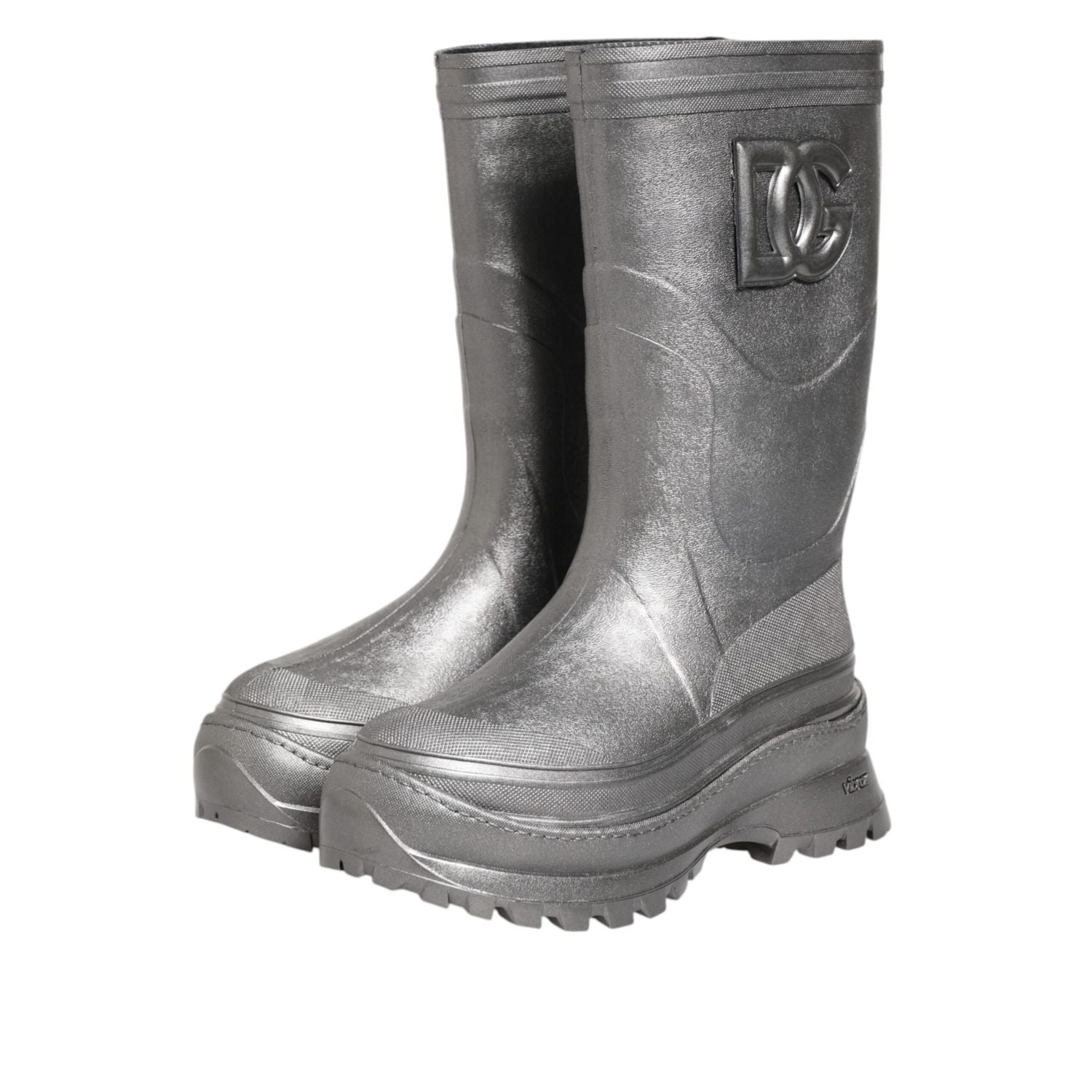 Dolce & Gabbana Metallic Silver Pull On Rain Boots Shoes