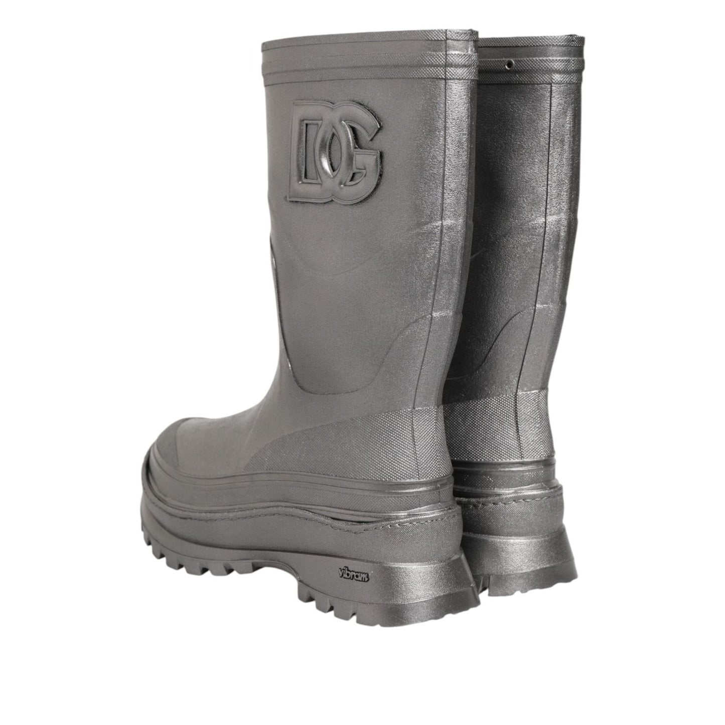 Dolce & Gabbana Metallic Silver Pull On Rain Boots Shoes