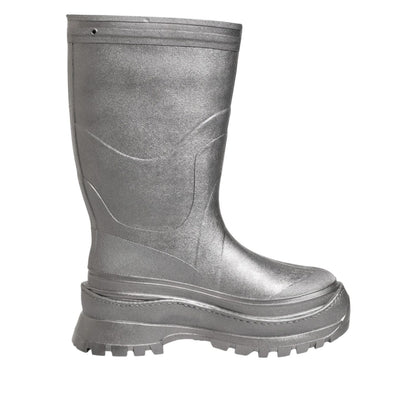 Dolce & Gabbana Metallic Silver Pull On Rain Boots Shoes
