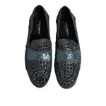 Dolce & Gabbana Blue Woven Raffia Slip On Loafers Shoes