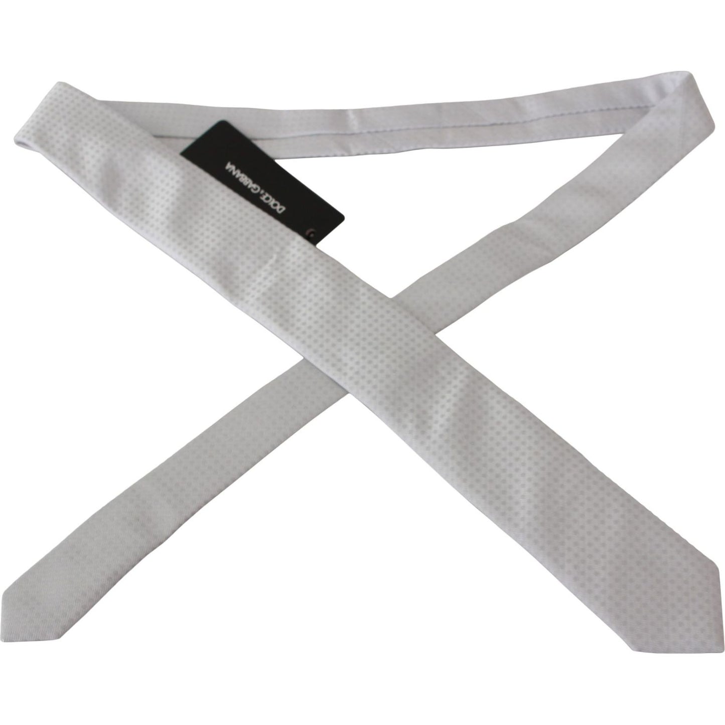 Dolce & Gabbana White Patterned Classic Mens Slim Necktie Tie