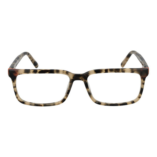 Guess Beige Men Glasses Frame, full-rim acetate with rectangle style, demo lenses, spring hinge, includes branded case.