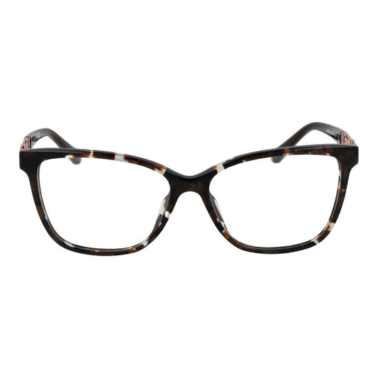 Guess Brown Women Glasses Frame, geometric full-rim acetate, demo lenses for trendy style.