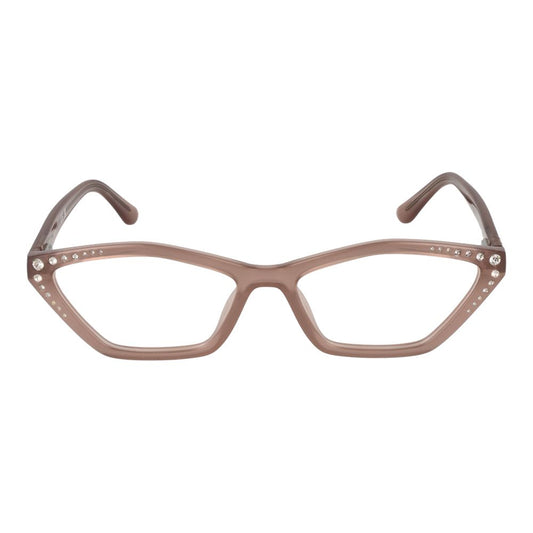 Marciano by Guess Beige Women Glasses Frame, cat eye style with full-rim plastic beige frame and spring hinge, includes branded case.
