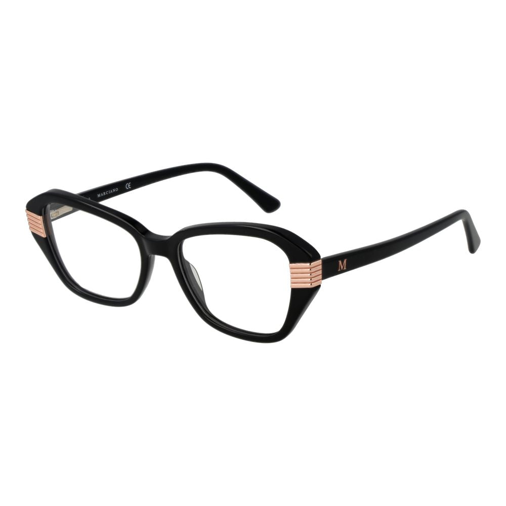 Marciano by Guess Black Women Glasses Frame with acetate full-rim cat eye design, spring hinge, and branded case included.