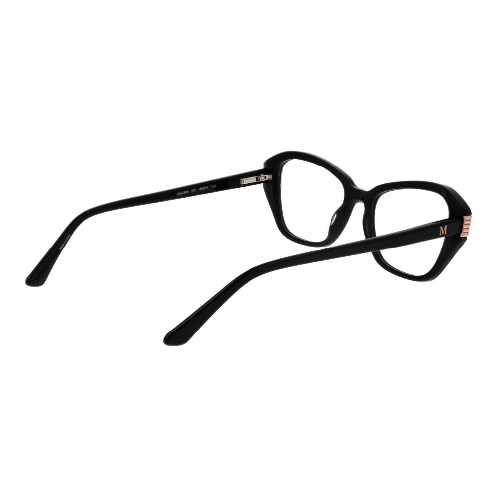 Marciano by Guess Black Women Glasses Frame in acetate, full-rim cat eye style with demo lenses and spring hinge, includes branded case