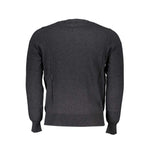 Back view of North Sails Gray Fabric Sweater with crew neck and embroidery, made from recycled fibers.